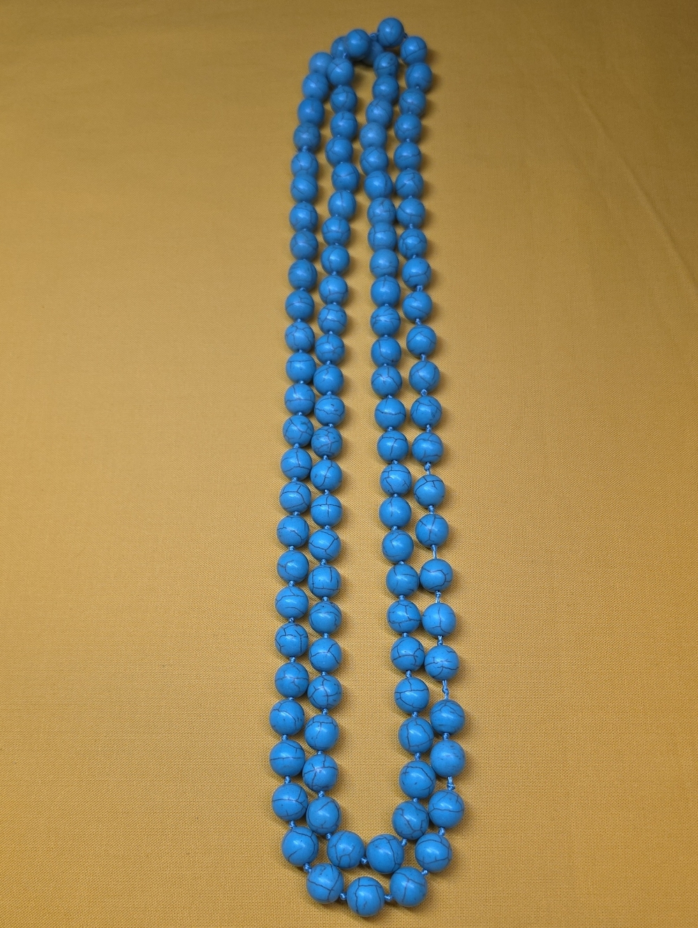 Vintage Chunky Blue Knotted Statement Necklace 24" (Dyed Howlite)